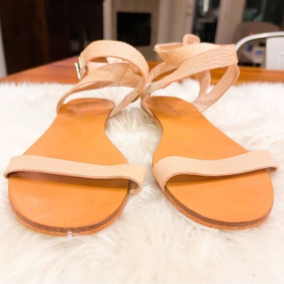 🍋 BCBG • Women’s Croc Embossed Flat Summer Sandals w/Ankle Strap in Blue Size 9 - Picture 10 of 12